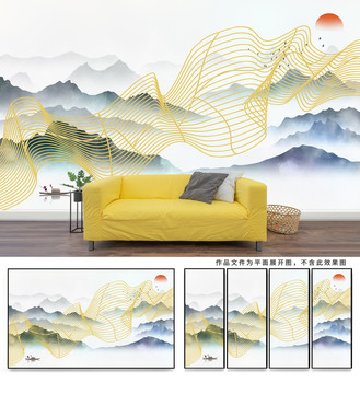 云霧水墨山水畫