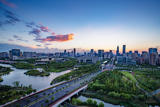 东部新城宁东路晚霞