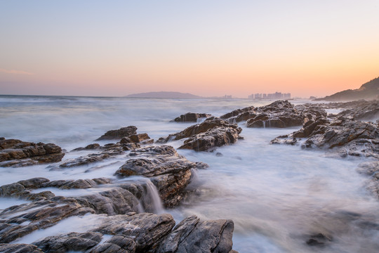 盐洲岛浪漫海滩日落