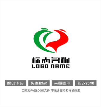 吉祥飞鸟心形logo