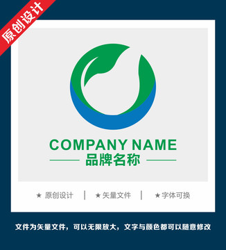 科技绿色健康环保o字母logo