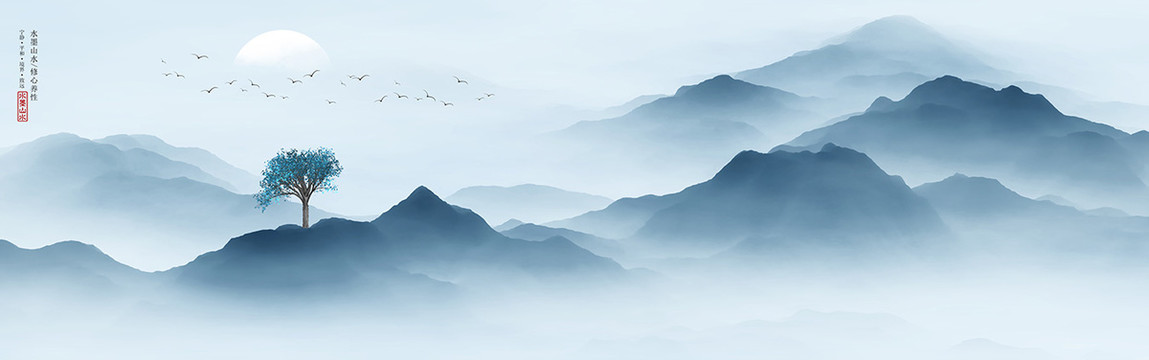 抽象山水水墨畫