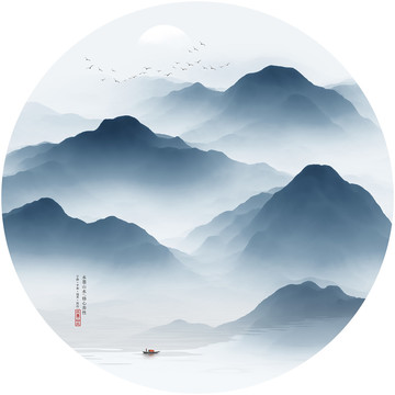 意境水墨山水画