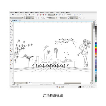 广场舞cdr透视图