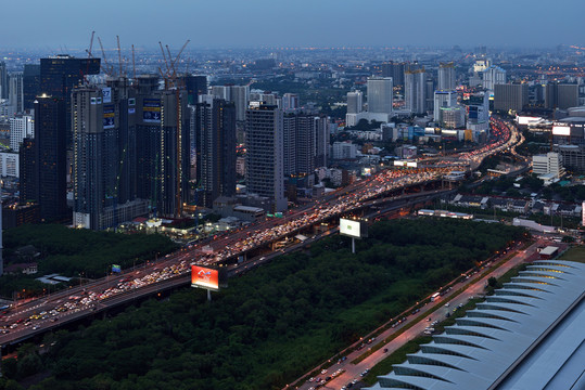 泰国曼谷城市建筑风光夜景