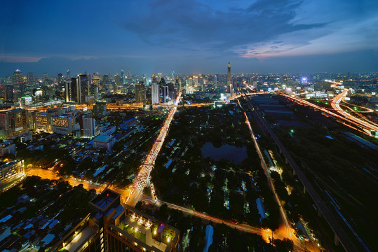 泰国曼谷城市建筑风光夜景