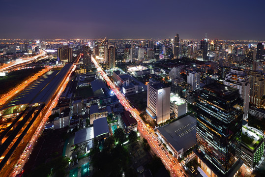 泰国曼谷城市建筑风光夜景