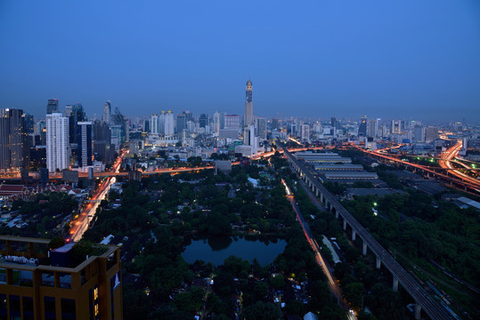 泰国曼谷城市建筑风光夜景