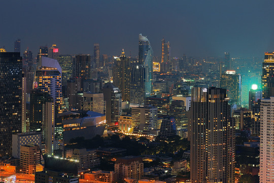 泰国曼谷城市建筑风光夜景