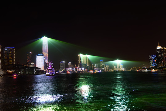 上海黄浦江光影秀城市风光夜景