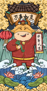 牛年國潮插畫