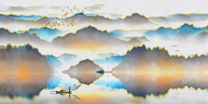 水墨玄關(guān)輕奢山水掛畫