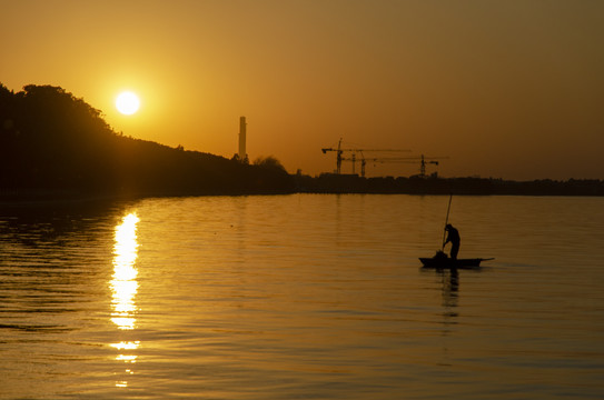 淀山湖夕阳风光