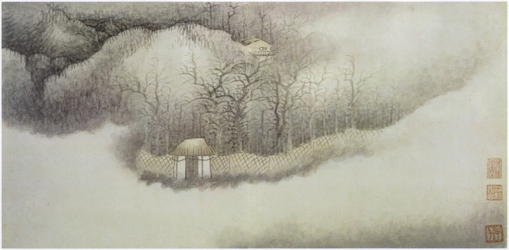 龔賢霧云樹山圖