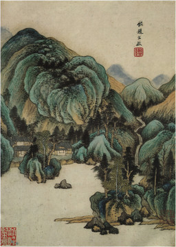 王鑒泰山望月圖