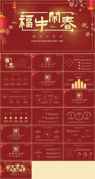 红色福牛闹春新年活动促销PPT