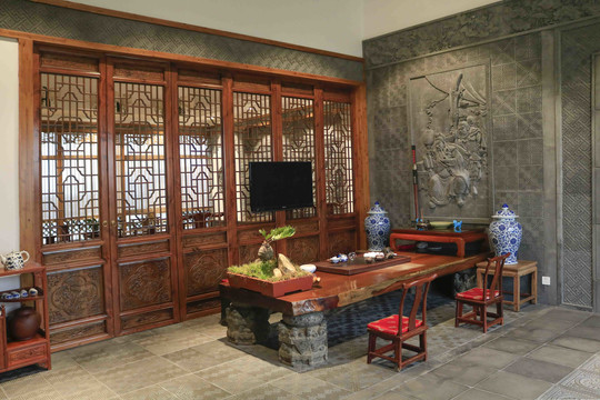 新中式唐语砖雕别墅室内装修设计