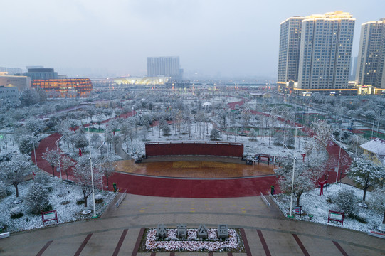 运城体育公园雪景