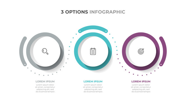 线条风圆形三选项信息图表