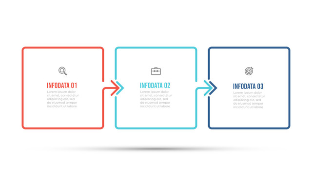 线条方形三选项信息图表