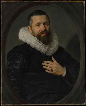 弗朗斯·哈尔斯手放胸前的贵族男人油画