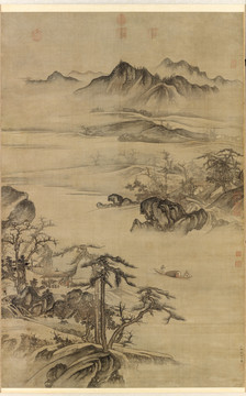 唐棣溪山煙艇圖