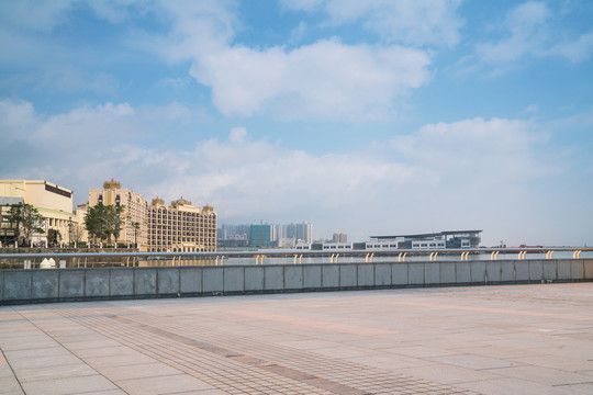 中国澳门城市建筑天际线和街景