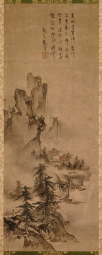 岳翁藏丘室町時(shí)代山水圖軸