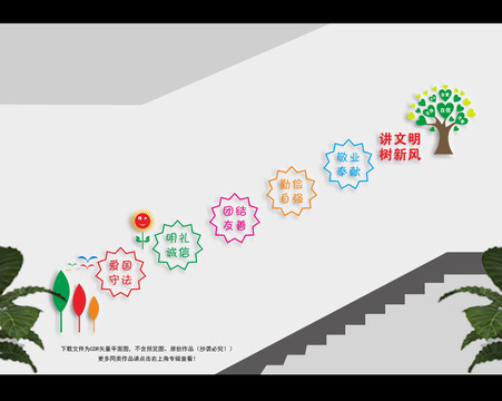 文明城市樓梯文化墻