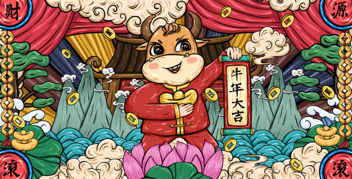 牛年國潮插畫包裝