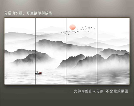 新中式山水背景墻