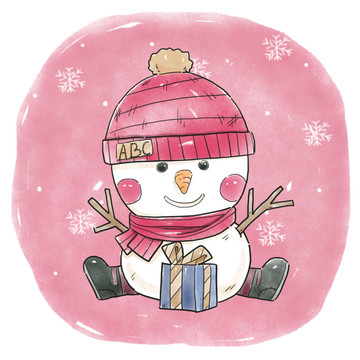 圣誕雪人手繪水彩風(fēng)節(jié)日氛圍插圖
