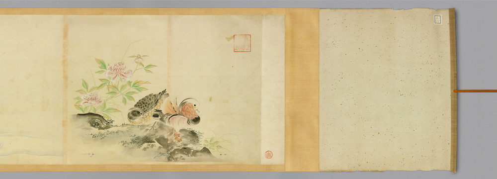 狩野元信仿古山水動物粉本第一幅