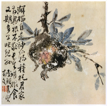 李鱓石榴圖
