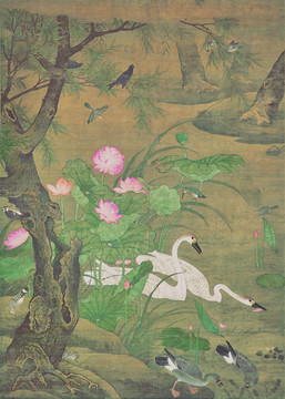 林良荷塘花鳥圖