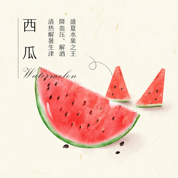 西瓜手繪插畫