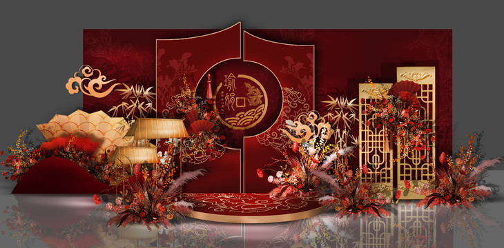 紅金婚禮迎賓區(qū)