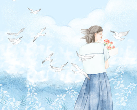 海鷗與少女