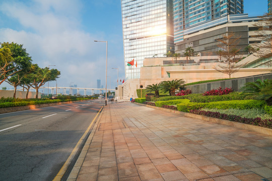 澳门现代建筑和街景和道路交通