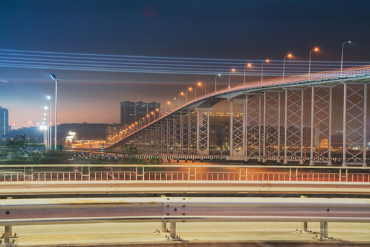 澳门现代建筑和桥梁和城市夜景