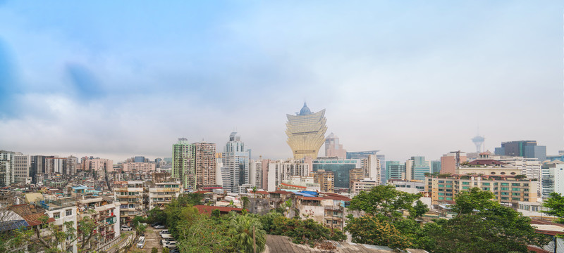 俯瞰澳门城市建筑天际线全景