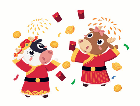 牛年卡通設(shè)計(jì)之發(fā)紅包