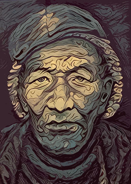 老人頭像裝飾畫