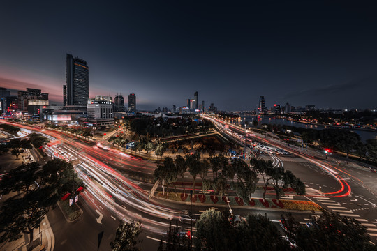 宁波三江口城市风光夜景