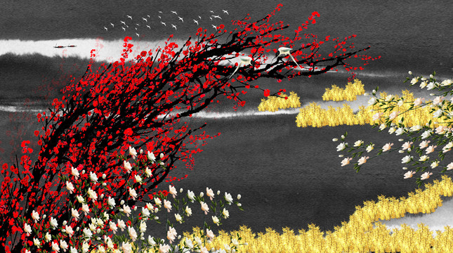花鳥背景墻
