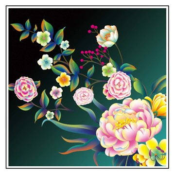 現(xiàn)代時(shí)尚牡丹花紋分層噴繪設(shè)計(jì)插