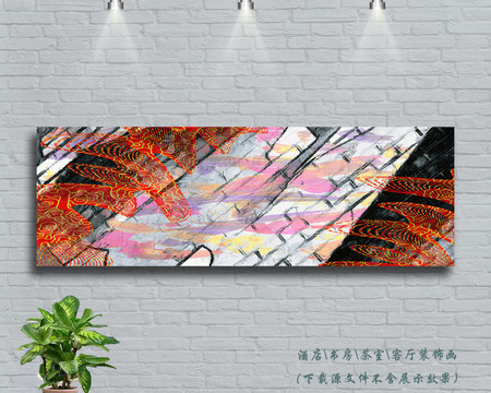 現(xiàn)代輕奢抽象線條色塊抽象裝飾畫