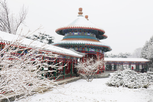 北京天坛公园雪景