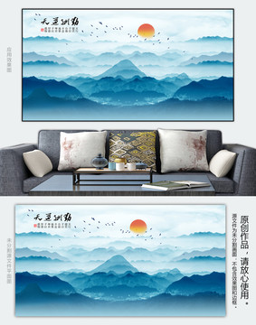 新中式水墨風(fēng)裝飾畫山水畫