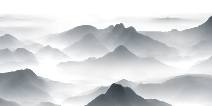 抽象空靈水墨山水畫